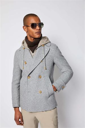 Peacoat con cappuccio grigio chiaro L.B.M. 1911 | Giaccone | 93235570401
